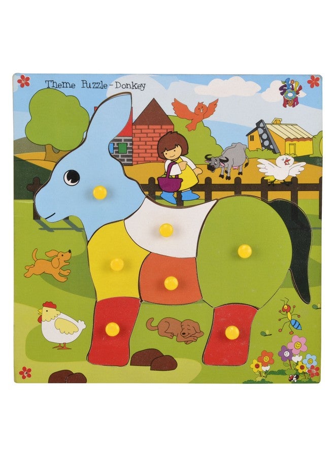 Skillofun Wooden Theme Puzzle Standard Donkey Knobs, Multi Color - Image 1