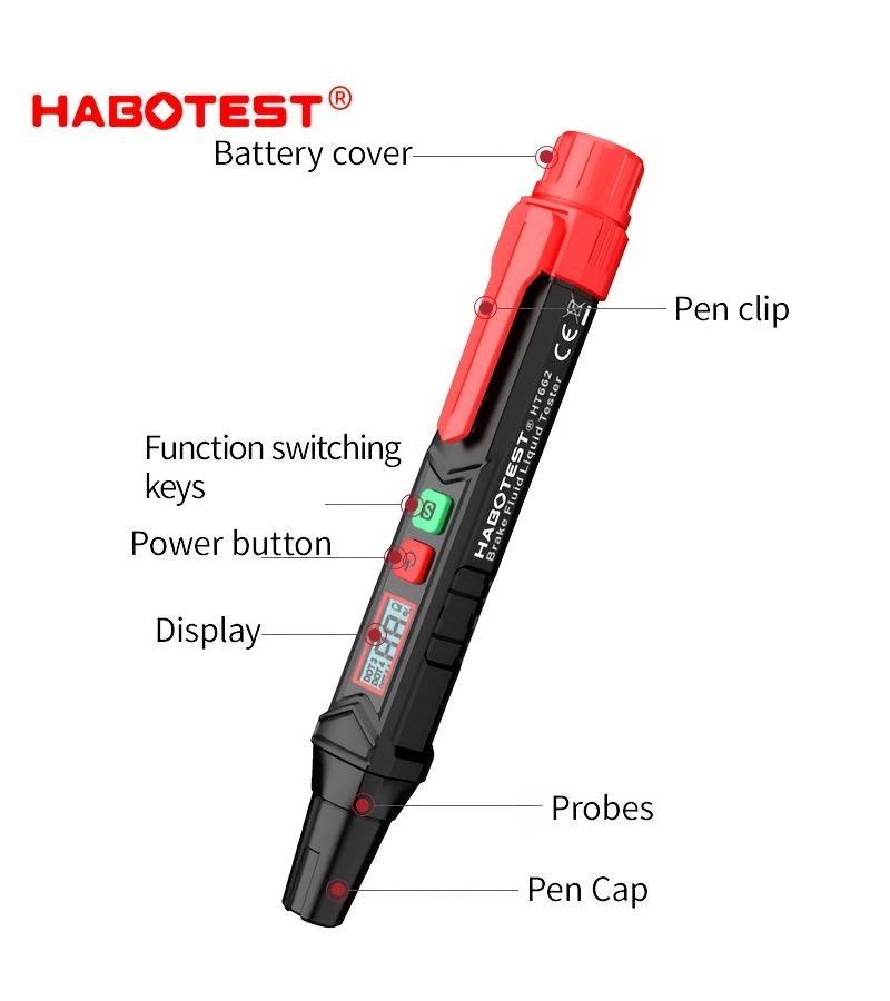 اختبار سائل الفرامل HABOTEST HT662 باللونين الأحمر والأسود لزيوت DOT3 وDOT4 وDOT5.1 - Image 4