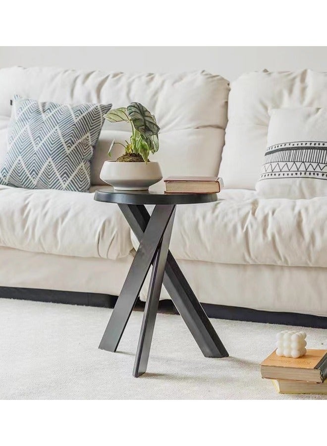 فاشون هوم متعددة الوظائف خمر تصميم عبر الساق الخشب الصلب أريكة الجدول الاسكندنافية غرفة المعيشة طاولة القهوة حافة مستديرة منضدة لغرفة النوم أثاث المكاتب المنزلية 35x35x45 سم (مجمعة بالكامل) - Image 4