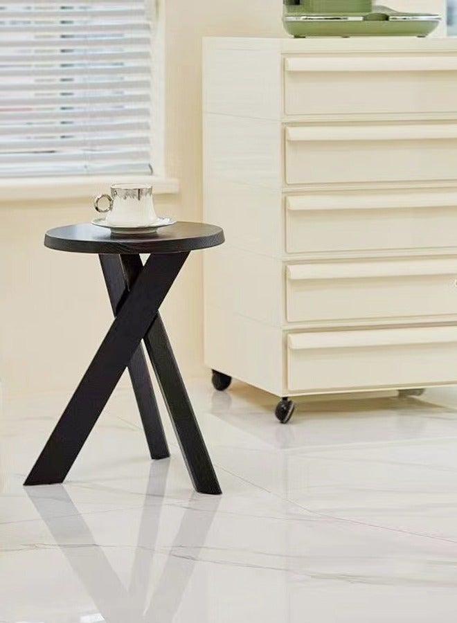 فاشون هوم متعددة الوظائف خمر تصميم عبر الساق الخشب الصلب أريكة الجدول الاسكندنافية غرفة المعيشة طاولة القهوة حافة مستديرة منضدة لغرفة النوم أثاث المكاتب المنزلية 35x35x45 سم (مجمعة بالكامل) - Image 3