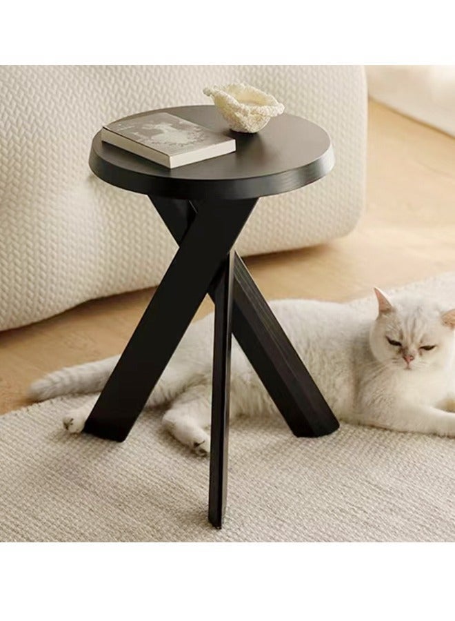 فاشون هوم متعددة الوظائف خمر تصميم عبر الساق الخشب الصلب أريكة الجدول الاسكندنافية غرفة المعيشة طاولة القهوة حافة مستديرة منضدة لغرفة النوم أثاث المكاتب المنزلية 35x35x45 سم (مجمعة بالكامل) - Image 5