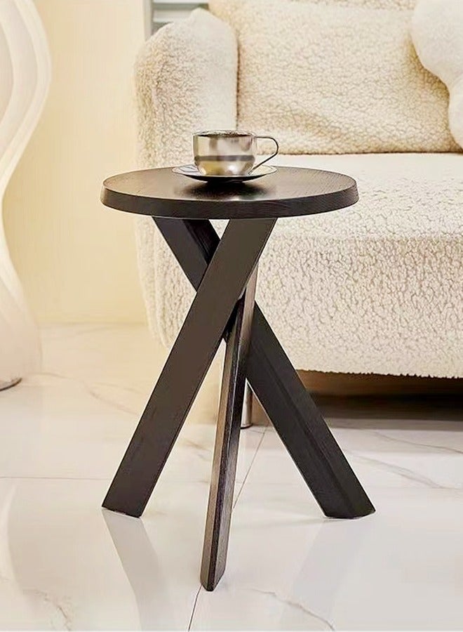 fashionhome Multifunction Vintage Cross Leg Design Solid Wood Sofa Table Scandinavian Style Living Room Coffee Table Round Edge Nightstand for Bedroom Home Office Furniture 35x35x45 cm (Fully Assembled)  - Image 4