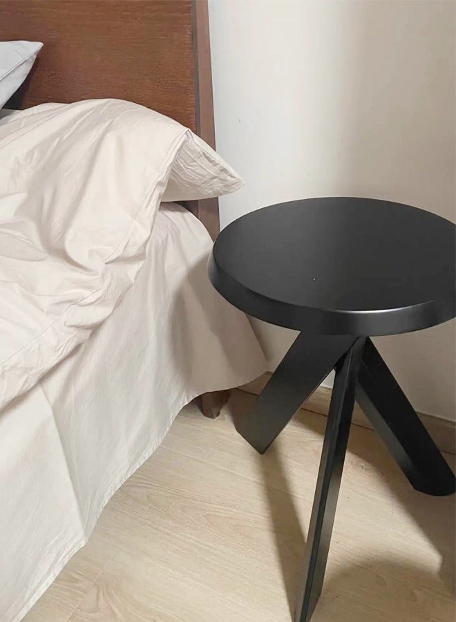 fashionhome Multifunction Vintage Cross Leg Design Solid Wood Sofa Table Scandinavian Style Living Room Coffee Table Round Edge Nightstand for Bedroom Home Office Furniture 35x35x45 cm (Fully Assembled)  - Image 3