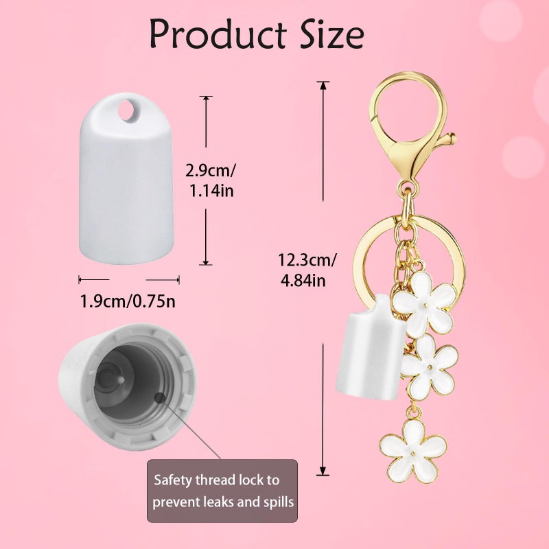 LUHOHI 4PCS Lip Balm Cap Keychain With Flower Charms for Summer Fridays, Lip Gloss Holder Keychains Kit for Summerfridays 0.5oz Portable Purse Accessories ï¼ˆNo Lip Balmï¼‰ - Image 3