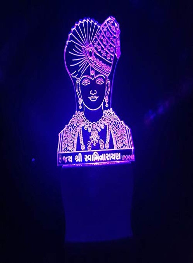 UKANI 3D Jay Shree Swaminarayan Ghanshyam Maharaj Acrylic Night Lamp for Home/Bedroom/Gift (Size 3 Inch) Multi Color - Image 5