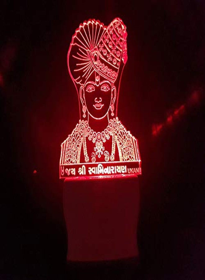 UKANI 3D Jay Shree Swaminarayan Ghanshyam Maharaj Acrylic Night Lamp for Home/Bedroom/Gift (Size 3 Inch) Multi Color - Image 1