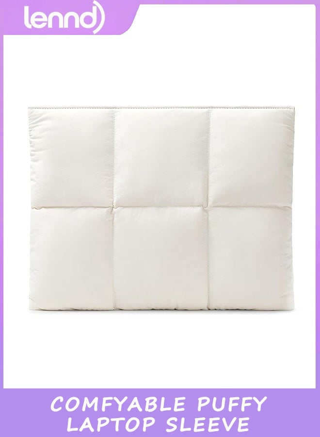 LENND Comfyable Puffy Laptop Sleeve 13 Inch 14 Inch, Quilted Puffer Laptop Carrying Case, Pillow Case Compatible with MacBook Air M4 2025 M3 M2 M1, MacBook Pro M4 Pro/Max, Rice - Image 1