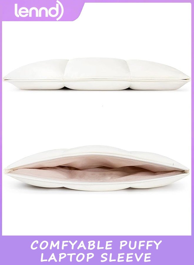 LENND Comfyable Puffy Laptop Sleeve 13 Inch 14 Inch, Quilted Puffer Laptop Carrying Case, Pillow Case Compatible with MacBook Air M4 2025 M3 M2 M1, MacBook Pro M4 Pro/Max, Rice - Image 3