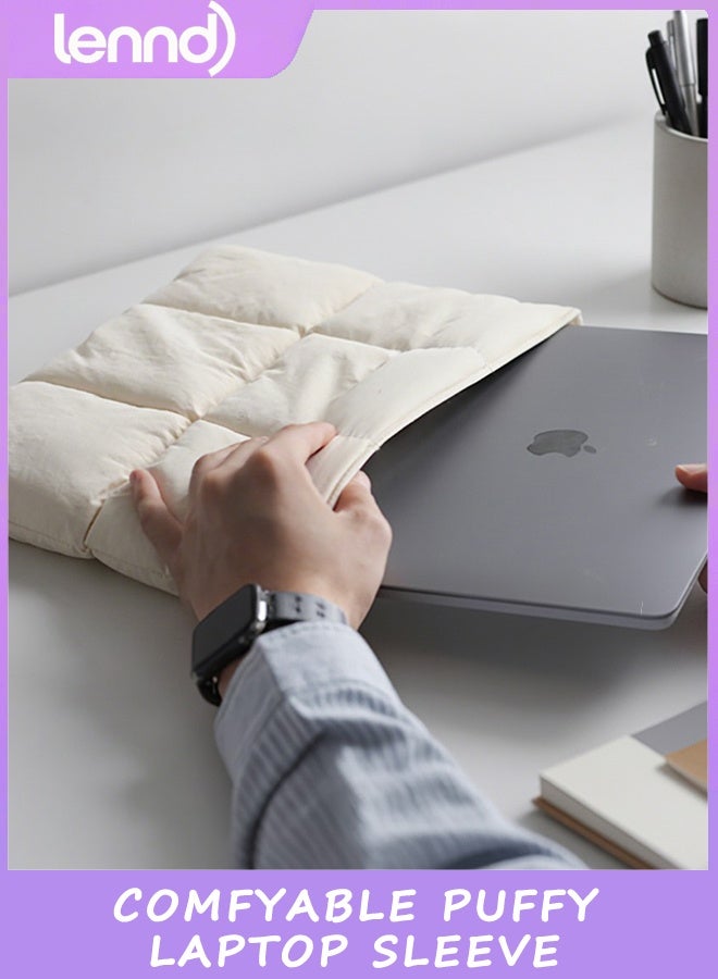 LENND Comfyable Puffy Laptop Sleeve 13 Inch 14 Inch, Quilted Puffer Laptop Carrying Case, Pillow Case Compatible with MacBook Air M4 2025 M3 M2 M1, MacBook Pro M4 Pro/Max, Rice - Image 5