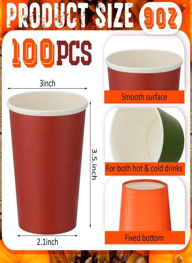 Funtery 100 Pcs Paper Cups Designed Hot Cocoa Pastel Cup Family Party Supplies Disposable Bottle for Hot Cold Drinks Coffee Easter Holidays Celebration(Brown Series Colors,9 oz) - Image 3