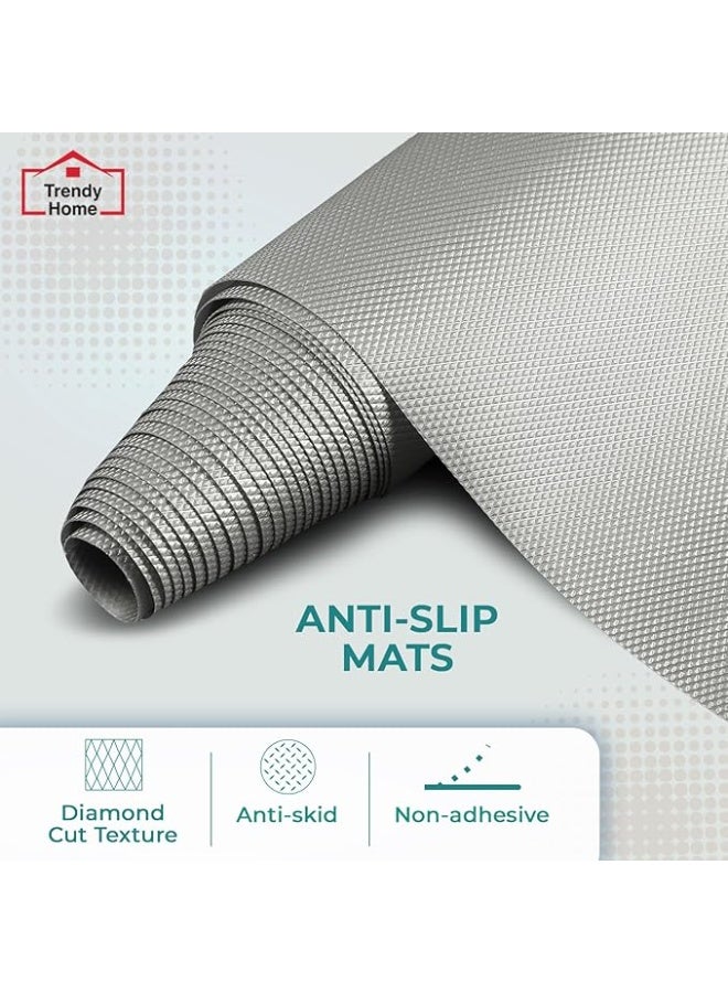 Senego Anti-Slip Mat for Kitchen, Fridge, Shelves, Cupboards, Drawers & Wardrobe - 45 cm x 5 m, Grey, Diamond Texture - Image 1