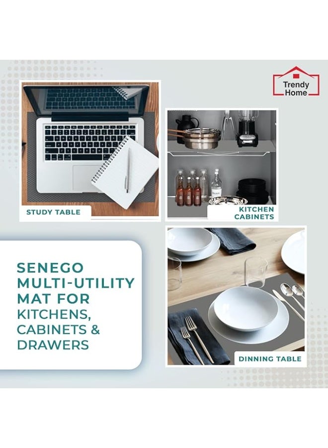 Senego Anti-Slip Mat for Kitchen, Fridge, Shelves, Cupboards, Drawers & Wardrobe - 45 cm x 5 m, Grey, Diamond Texture - Image 3
