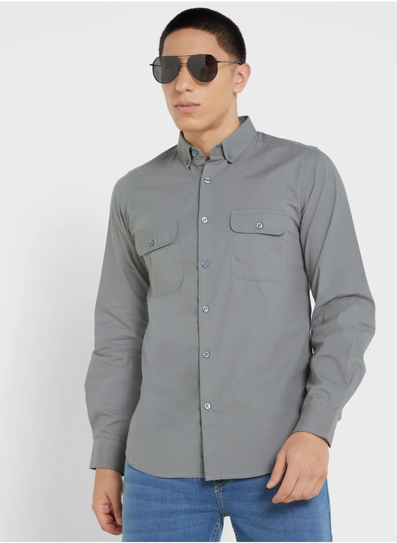 سفنتي فايف Pure Cotton Casual Double Pocket Shirt