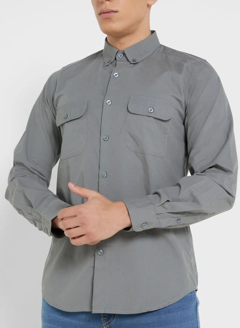 Seventy Five Pure Cotton Casual Double Pocket Shirt