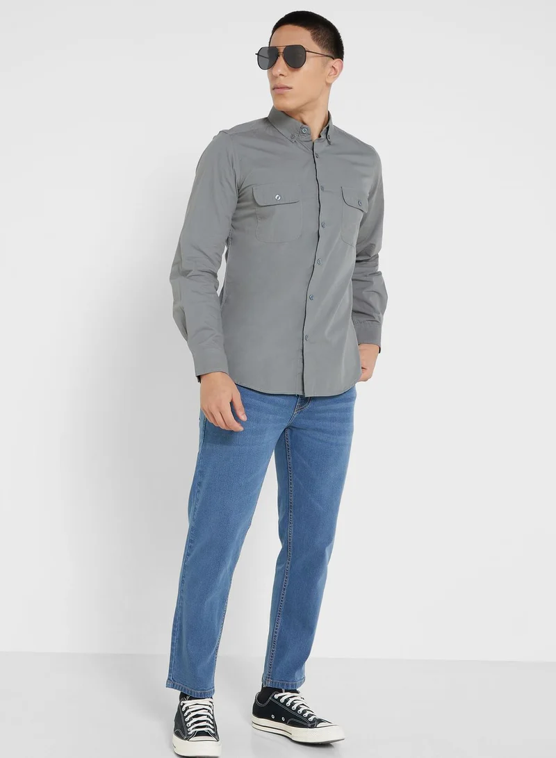 Seventy Five Pure Cotton Casual Double Pocket Shirt