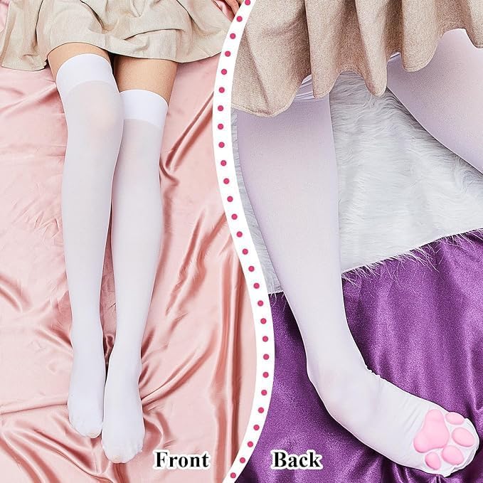 ChicAbode Cat Paw Pad Socks,Thigh High Socks, Cute 3D Kitten Claw Stockings for Women Girls Cosplay - Image 4