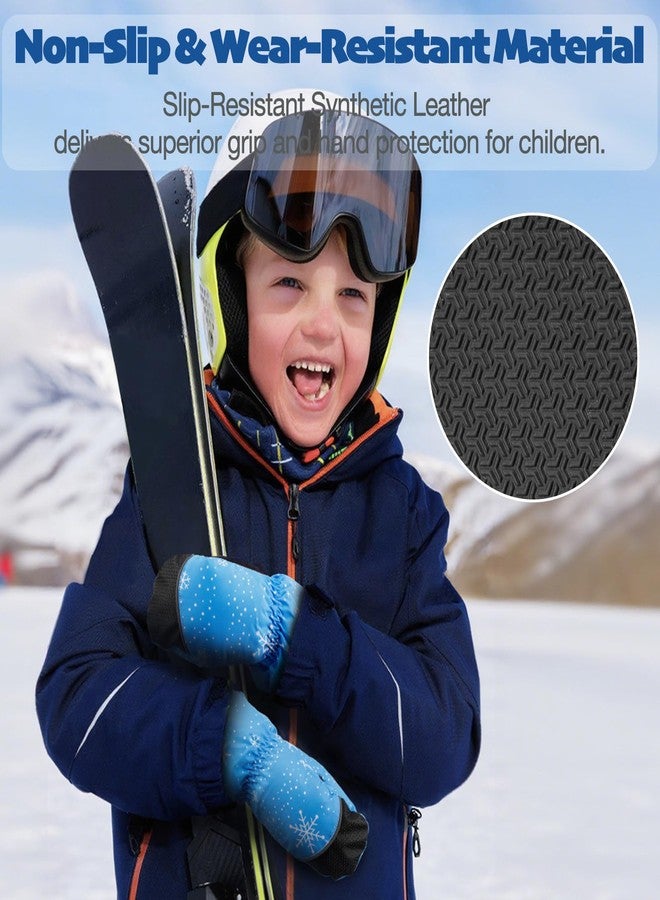 RunRRIn Snow Mittens & Ski Gloves for Kids Boys Girls Toddlers - Waterproof, Touchscreen Winter Gloves with Thermal Insulated, Warm for Skiing, Snowboarding & Cold Weather (Blue Snow S) - Image 4