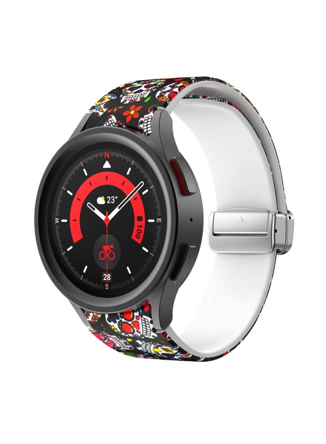 Replacement Strap For Samsung Galaxy Watch5 Magnetic Printed Silicone Watch Band Color Skull