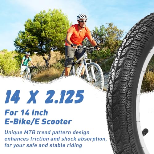 WEEROCK 14 Inch E-Bike Tire Kids Bike Tire 1 Pack 14x2.125 Bicycle Tires with 1 Pack Inner Tubes Folding Replacement Bicycle Tire for Electric Bicycle - Image 4