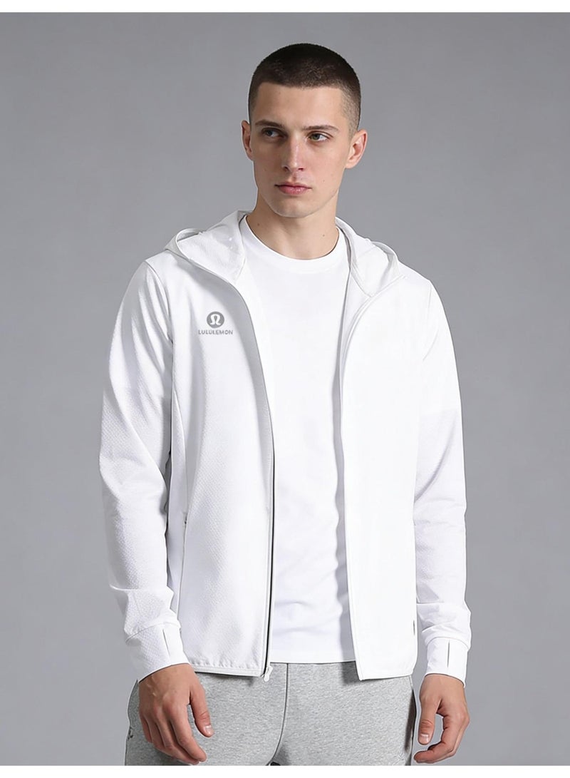 Lululemon UPF 50+ sunscreen clothing for men and women, outdoor lightweight full zipper hoodie coat, comfortable and breathable long-sleeved coat with thumb hole, suitable for daily wear, sports training, running, hiking, fishing, mountain climbing or other outdoor activities. - Image 2
