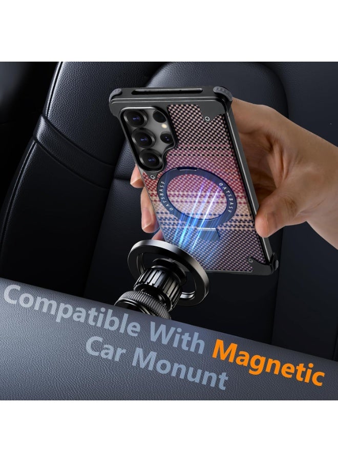 Oatsbasf Samsung Galaxy S26 Ultra Bezel Less Slim Protective Case with Aramid Fiber & Built-in Kickstand Black - Image 3