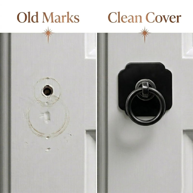 trust4care 4-Pack Black Cabinet/Bi-Fold Closet Ring Pulls Handle with 1-3/5 Inch Backplate â€“ Vintage Drawer Knob for Kitchen Cabinets, Bifold Closet Doors, Wardrobes, Dressers Decorative Hardware - Image 3