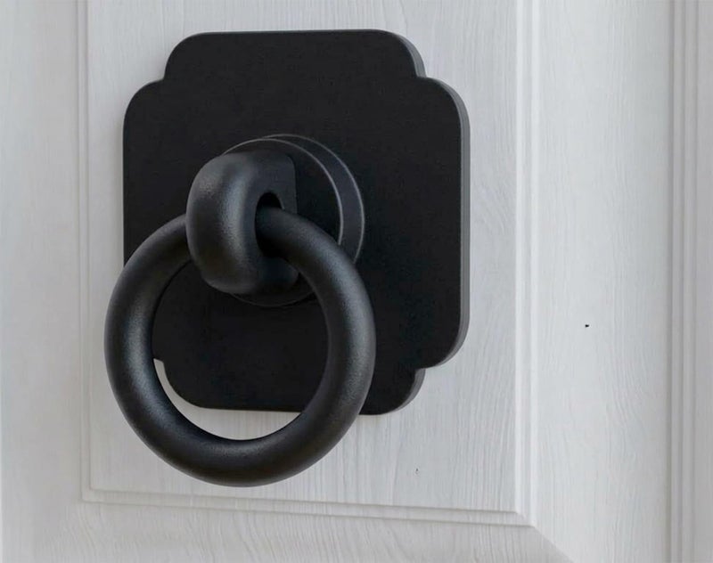 trust4care 4-Pack Black Cabinet/Bi-Fold Closet Ring Pulls Handle with 1-3/5 Inch Backplate â€“ Vintage Drawer Knob for Kitchen Cabinets, Bifold Closet Doors, Wardrobes, Dressers Decorative Hardware - Image 2