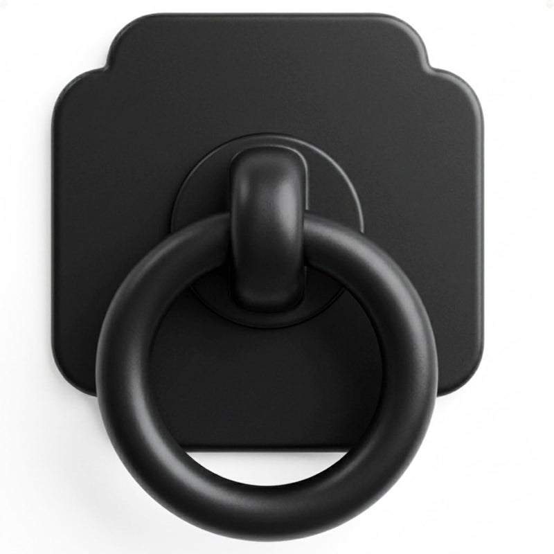 trust4care 4-Pack Black Cabinet/Bi-Fold Closet Ring Pulls Handle with 1-3/5 Inch Backplate â€“ Vintage Drawer Knob for Kitchen Cabinets, Bifold Closet Doors, Wardrobes, Dressers Decorative Hardware - Image 1