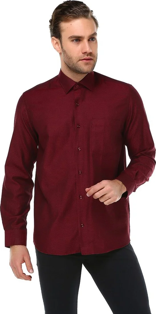 Varetta Men's Claret Red Shirt Gray Tie Shirt Combination Set