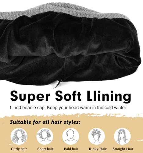 Wmcaps Winter Beanie for Men Women, Fleece Lined Beanie Soft Warm Knit Hat Ski Stocking Cuffed Cap (Grey) - Image 2