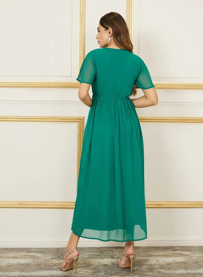 Styli Embroidered Chiffon Dress
