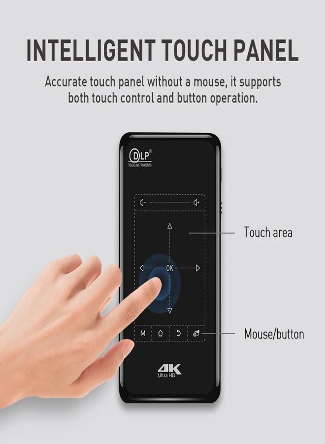 AROAQ DLP P09-II Full HD 4K Projector – Android 9.0, Mini Portable Smart Beamer with WiFi, Bluetooth 4.2, 2GB DDR4 + 32GB Storage, 5000mAh Battery, Home Cinema - Image 3