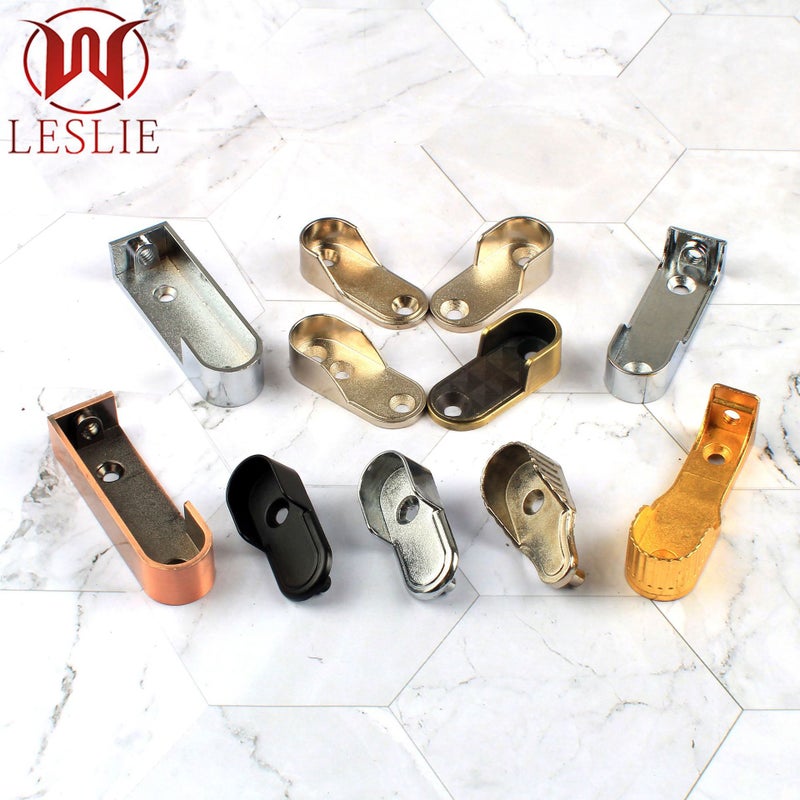 Factory Household Wardrobe Accessories Oval Clothes Rail Simple Alloy Flange Seat Furniture Hardware Combination Clothes Holder - Image 2