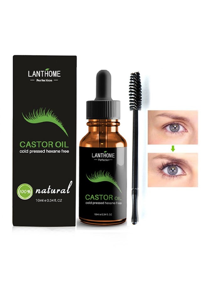 Lanthome Castor Oil Eyelash Serum, Roll Dense and Slender Eyelash Essential Oil, Natural Growth Mascara Essence 10ML  - Image 1