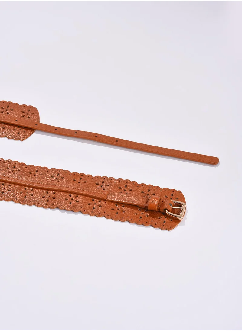 Haute Sauce Brown Printed Belt