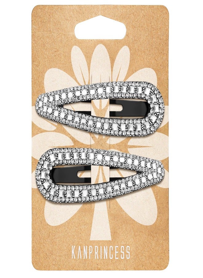 KANPRINCESS 2PCS Rhinestone Hair Clips,Snap Hair Accessories,Decorative Hair Clips,Rhinestone Barrettes For Women Girls(SET14) - Image 1