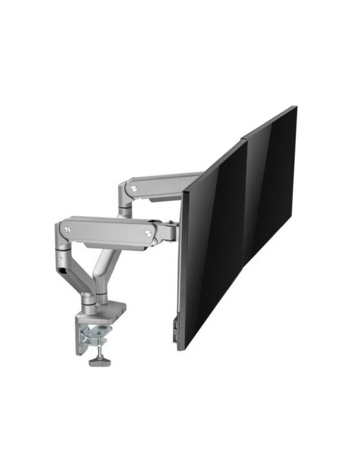 نيوستار ذراع الشاشة المزدوجة من نيوستار مصنوعة من الألمنيوم الفاخر، مزودة بنابض يساعد على الضبط، تناسب الشاشات من 17" إلى 32"، سعة وزن قصوى 10 كجم، توتر نابض مدمج، إدارة الكابلات، VESA قابلة للفصل، فضي | 91-LDT53C024 - Image 3