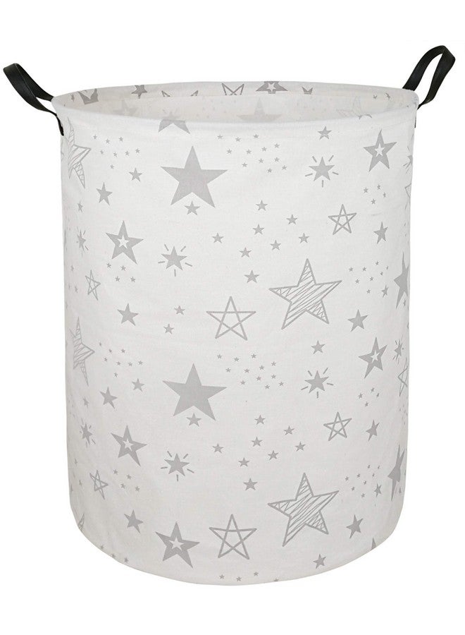 ACMUUNI 19.7" Inch Round Kids Laundry Clothes Hamper Laundry Basket with Handles,Baby Toys Storage Organizer Bins Laundry Gift Basket for Boys and Girls Room, Bedroom Decorate(Grey Star) - Image 1