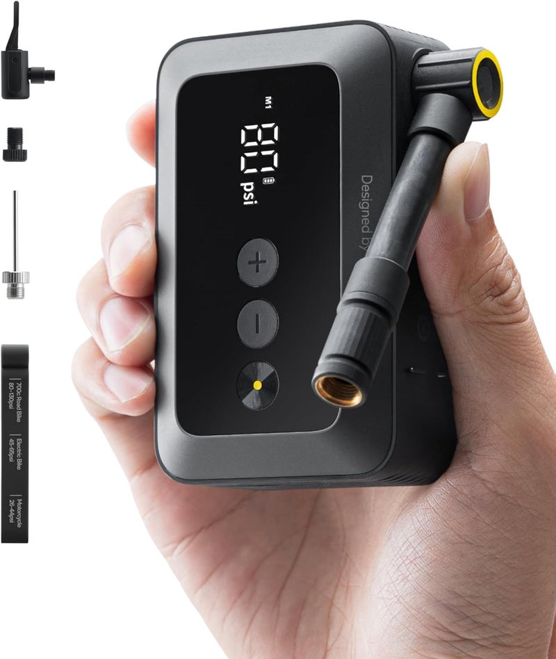 Mini Electric Air Pump – HOTO Pocket Tire Inflator with 150 PSI Max, Fast USB-C Charging, Custom Presets, Digital Display