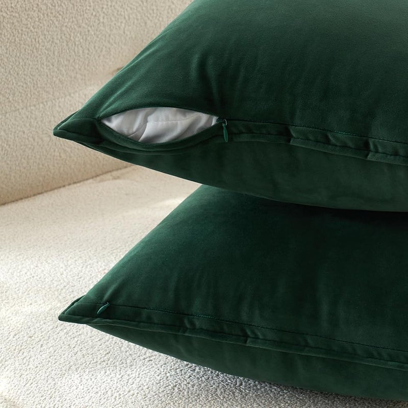 MIULEE Army Green Velvet Throw Pillow Covers 18x18 Soft Decorative Solid Square Cushion Cases Pack of 2 Modern Luxury Home Decor for Couch, Sofa, Bedroom - Image 3