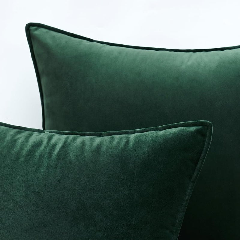 MIULEE Army Green Velvet Throw Pillow Covers 18x18 Soft Decorative Solid Square Cushion Cases Pack of 2 Modern Luxury Home Decor for Couch, Sofa, Bedroom - Image 2