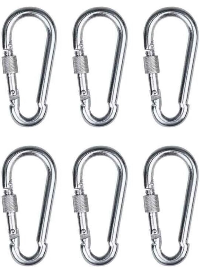 Biella 6Pcs Safe Lock Carabiner Clip – GI Heavy Duty Spring Snap Clip Screw Lock Hooks for Outdoor Climbing, Hiking Camping, Gym, Boating, Hang Plants, Hammocks etc - Image 1