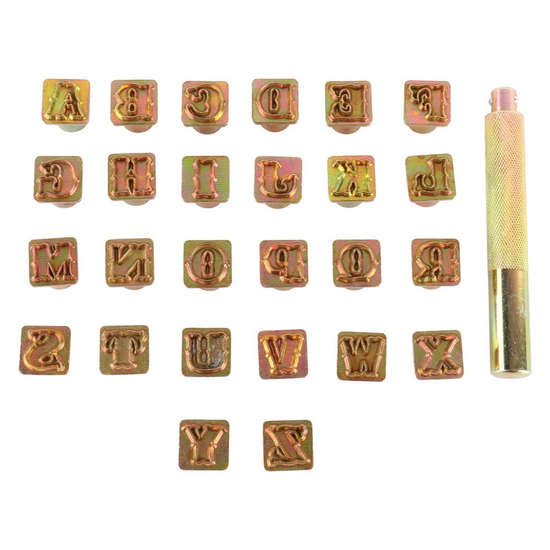 YaeKoo 27pcs Craft Tools Standard Alphabet Stamp Punch Set 1/2" (13 mm) A-Z Leather Craft Stamping Tool (1/2 Inch) - Image 2