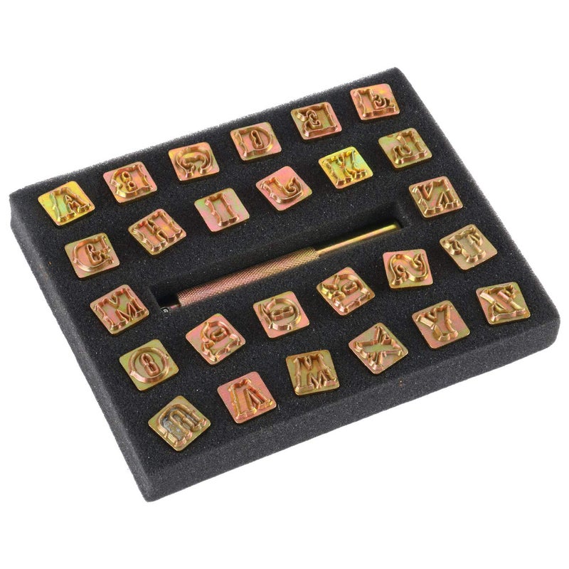 YaeKoo 27pcs Craft Tools Standard Alphabet Stamp Punch Set 1/2" (13 mm) A-Z Leather Craft Stamping Tool (1/2 Inch) - Image 1