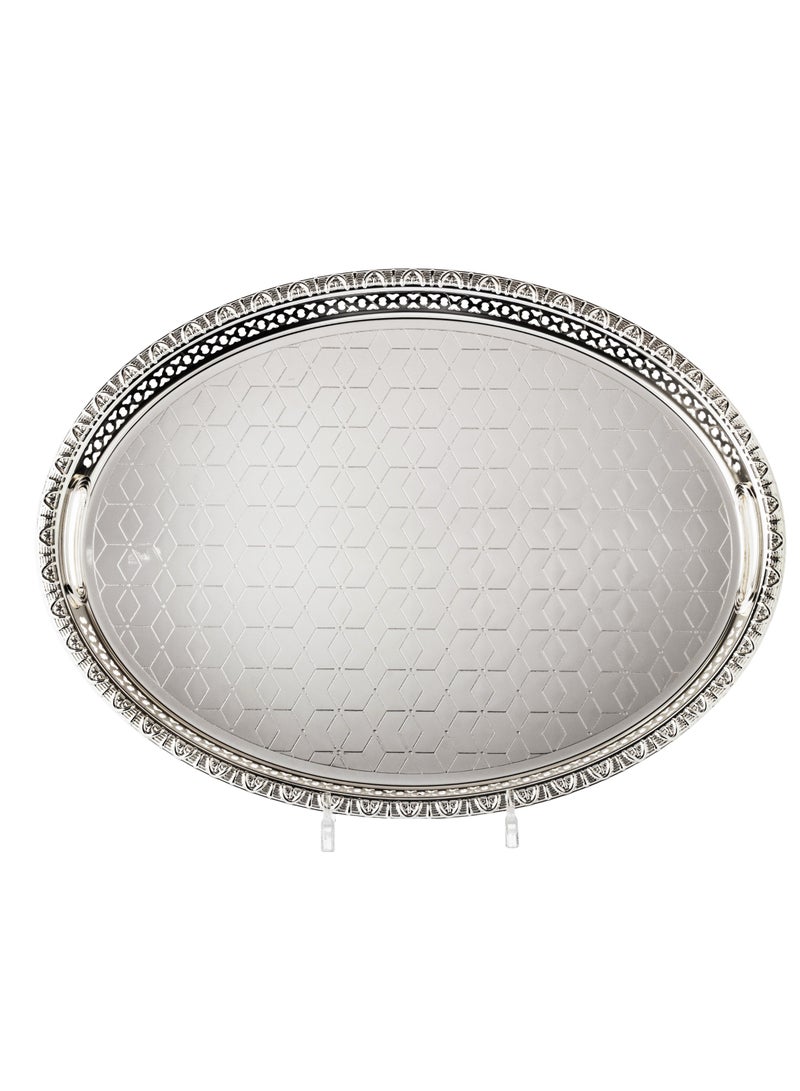 Bin Shahon Silver Metal Oval Serving Tray Medium - Image 2