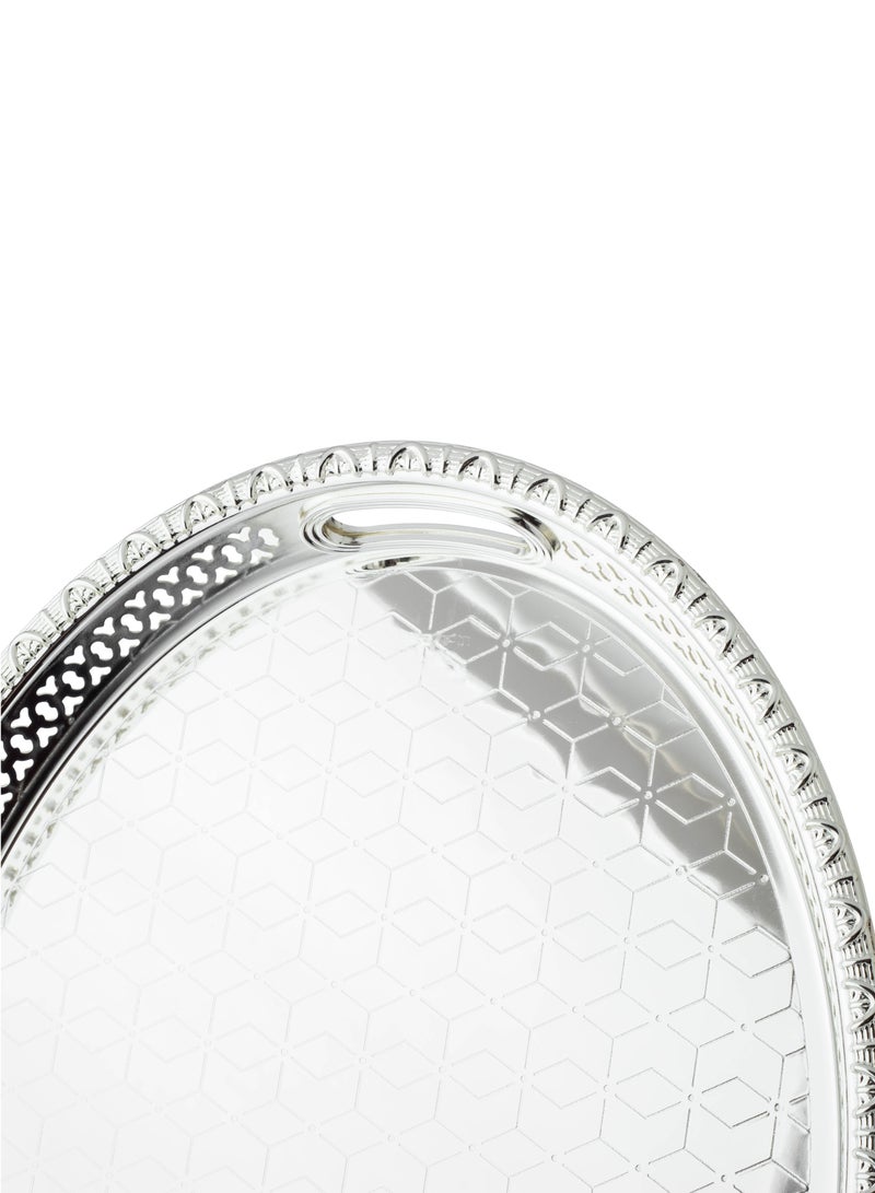Bin Shahon Silver Metal Oval Serving Tray Medium - Image 3