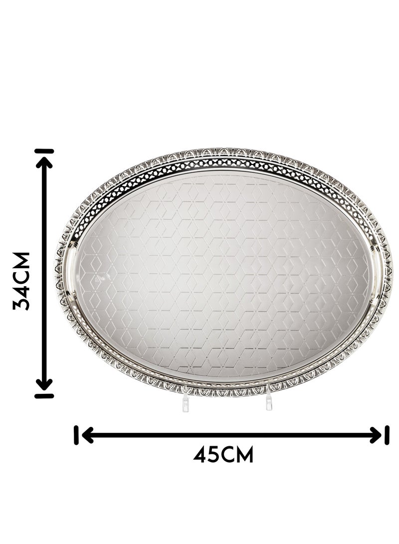 Bin Shahon Silver Metal Oval Serving Tray Medium - Image 4