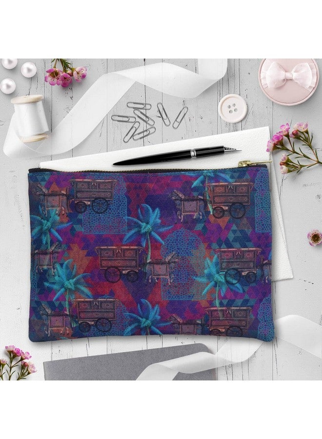 Fatfatiya Horse Cart Handmade Multipurpose Utility Pouch with Zip Clouser for Women & Girls, Ideal for Daily Use & Travel, Easy to Storing Keys, Wallet, Makeup and Accessories (23x16.5x1) - Image 2