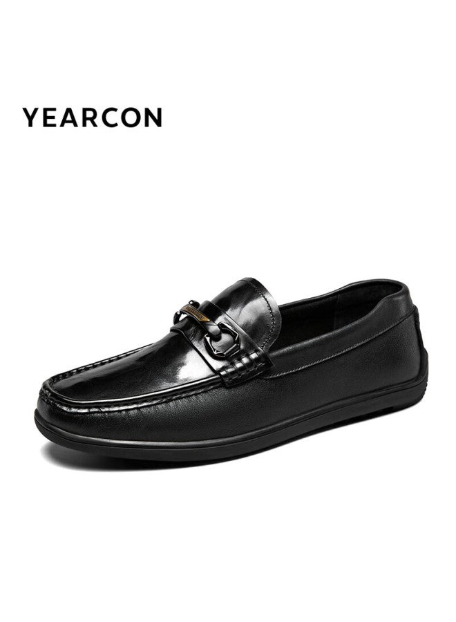 YEARCON Yierkang Men's Slip-on Business Casual Shoes British Style Penny Loafers Lazy Single Shoes 81760w Black 41 - Image 3