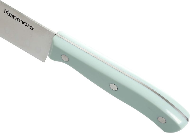 Kenmore Kane Stainless Steel Stamped TripleRiveted Knife Block Set 14Piece Glacier Blue - Image 5